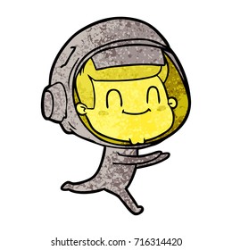 happy cartoon astronaut man
