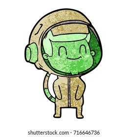 happy cartoon astronaut man