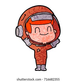 happy cartoon astronaut man