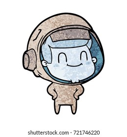 happy cartoon astronaut man
