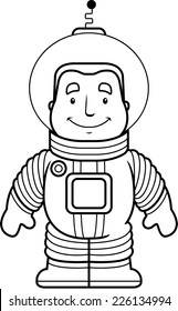 A happy cartoon astronaut standing and smiling.