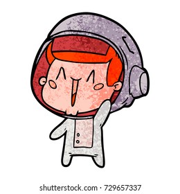 happy cartoon astronaut waving