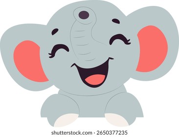 Happy Cartoon Baby Elephant hand drawn
