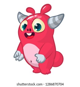 Happy cartoon of baby monster. Vector monster character illustration
