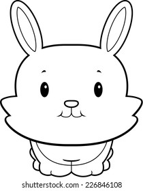 A happy cartoon baby rabbit standing and smiling.