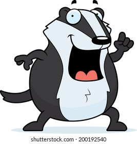 A Happy Cartoon Badger With An Idea.