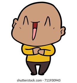 happy cartoon bald man