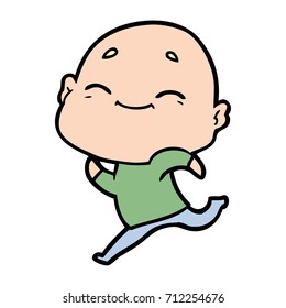 happy cartoon bald man
