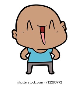 happy cartoon bald man