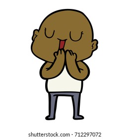 caricatura feliz hombre calvo