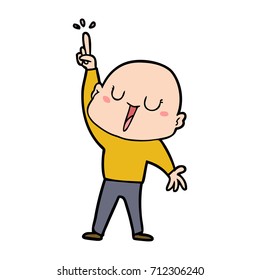 happy cartoon bald man