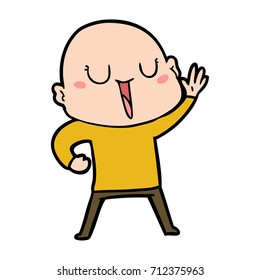 happy cartoon bald man