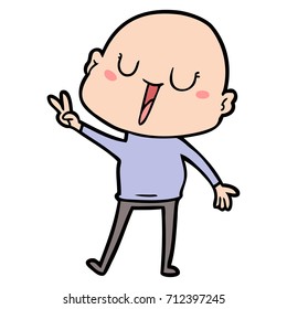 happy cartoon bald man