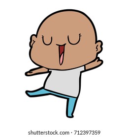 happy cartoon bald man