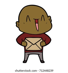 happy cartoon bald man