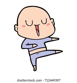 happy cartoon bald man