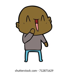 happy cartoon bald man