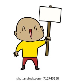 homem careca dos desenhos animados feliz