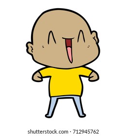 happy cartoon bald man