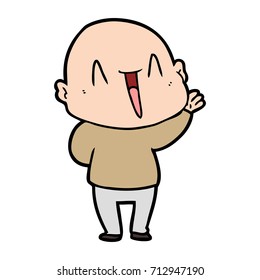 happy cartoon bald man