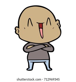 happy cartoon bald man