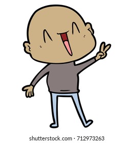 happy cartoon bald man