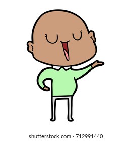 happy cartoon bald man