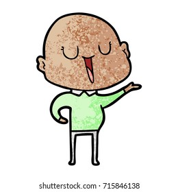 happy cartoon bald man