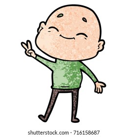 happy cartoon bald man