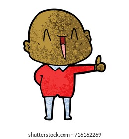 happy cartoon bald man
