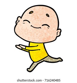 happy cartoon bald man