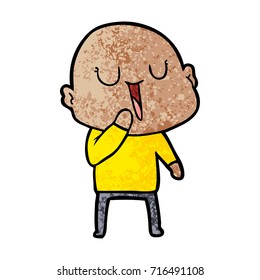 happy cartoon bald man
