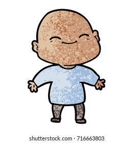 happy cartoon bald man