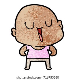 happy cartoon bald man