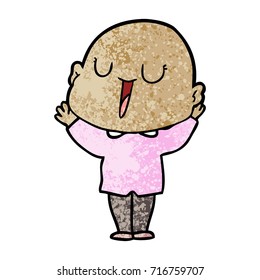 happy cartoon bald man