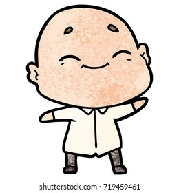 happy cartoon bald man