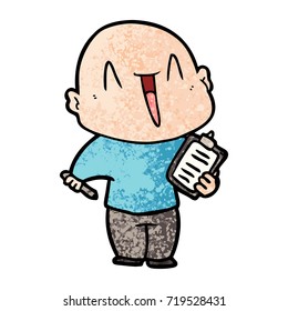 happy cartoon bald man