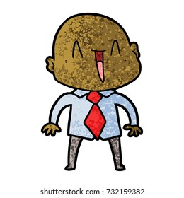 happy cartoon bald man