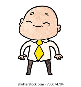 happy cartoon bald man