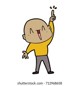 happy cartoon bald man with great idea