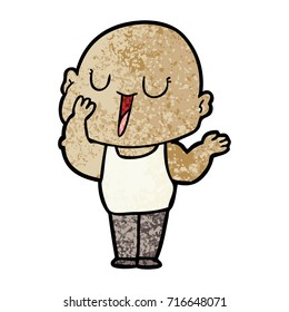 happy cartoon bald man yawning