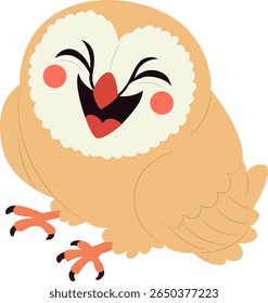 Happy Cartoon Barn Owl hand drawn
