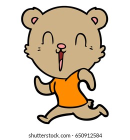 happy cartoon bear running