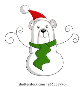 Happy Cartoon Bear Santa Character