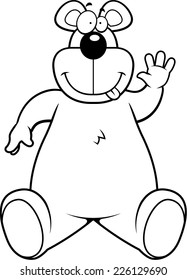 A happy cartoon bear sitting and smiling.