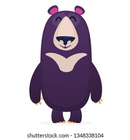 Happy cartoon bear. Vector illustration of  bear isolated. 