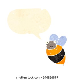abeja de caricatura feliz con burbuja de habla