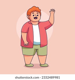 Happy cartoon big guy isolated