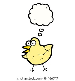 happy cartoon bird with thought bubble