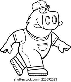 A happy cartoon boar builder in a hardhat.